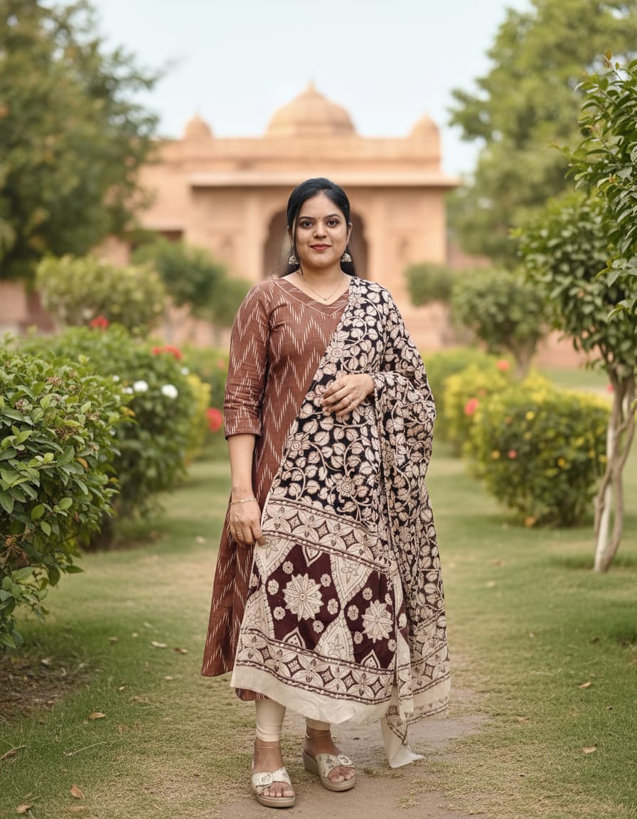 PSQ030 - coffee brown A-line (Top & Duppata)