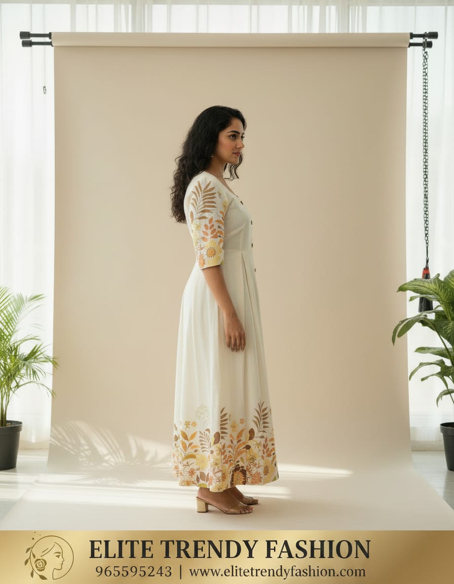 PSQ044 - Ivory bloom cotton dress