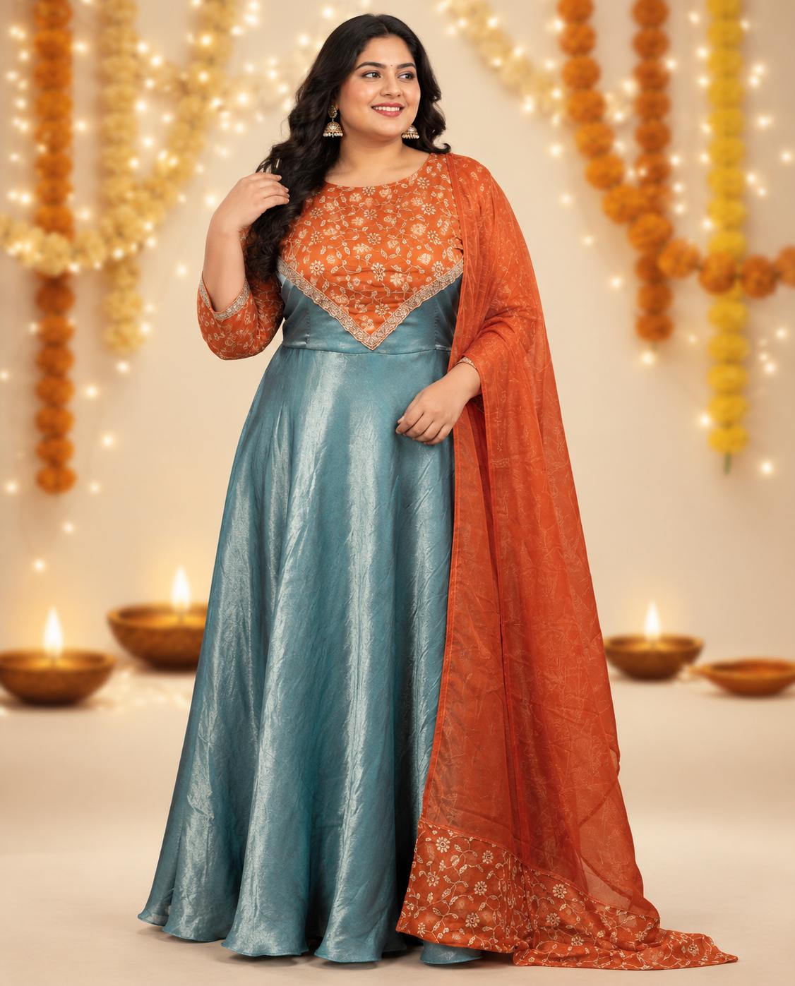 PSQ067 - Rust & Teal ethnic wear