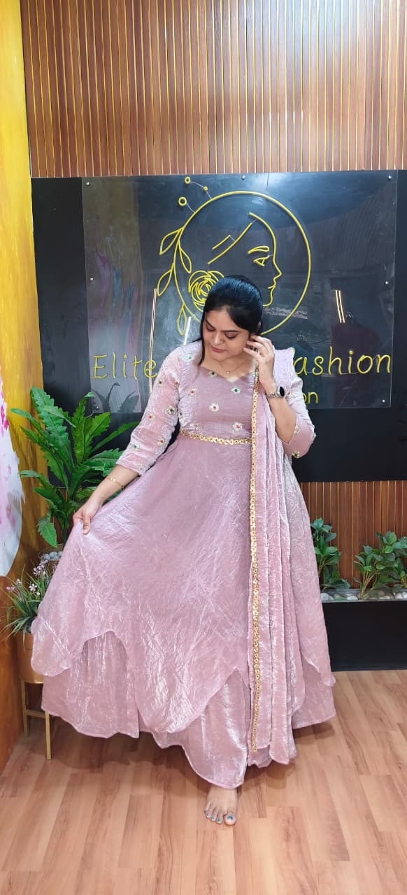 PSQ069 - Mauve zigzag ethnic gown